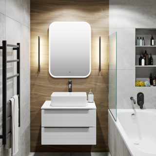 Тумба RUNO Орлеан 70 белый матовый белый глянец подвесная под накладной умывальник (00-00002023)